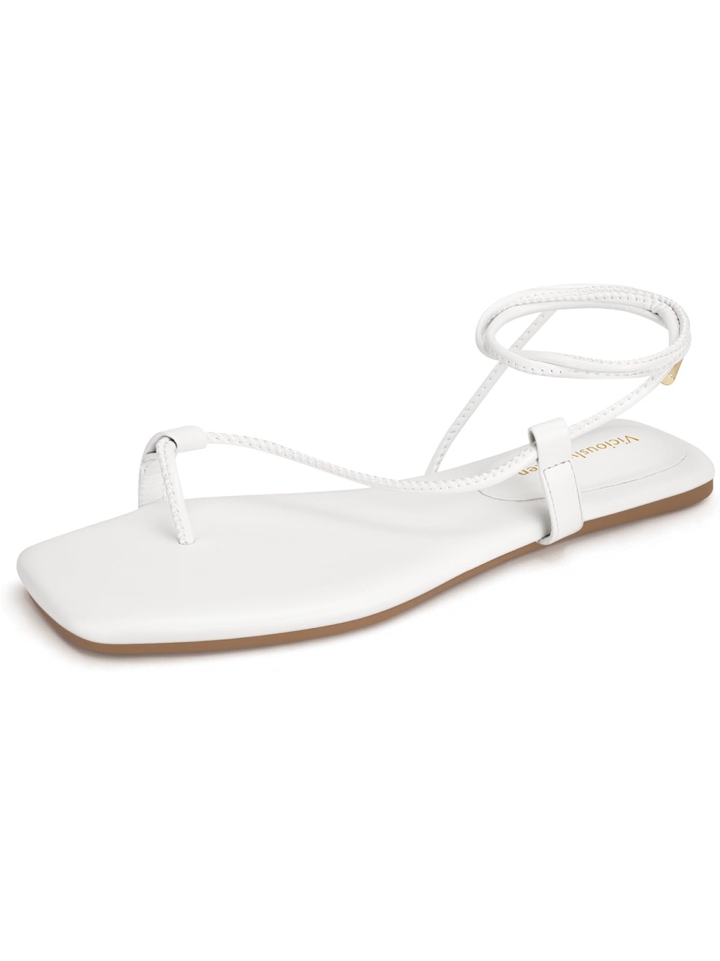 Viciously Vixen Minimal White Strappy Toe-Ring Sandal